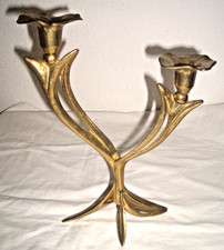 Kerzenständer Kerzenhalter Leuchter blumenartig Messing für 2 Kerzen Jugendstil?