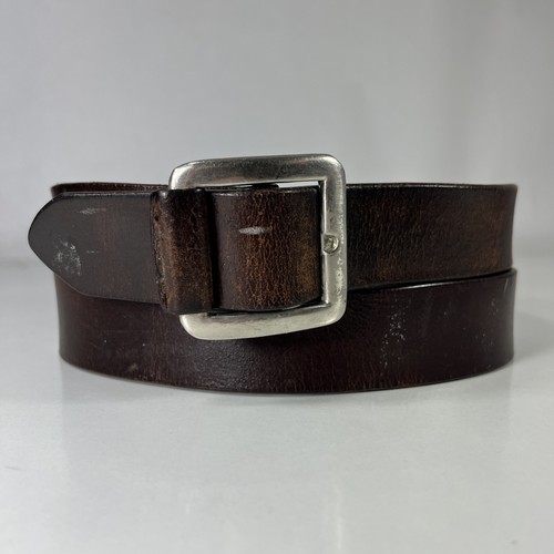 Worn Brown Full Grain Oil Tan Leather Belt - Men's Size 38