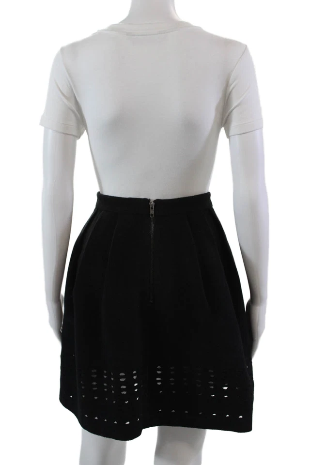 Catherine Malandrino Womens Cut Out Trim Pleated A Line Mini Skirt Black Size 4 - Image 3 of 4