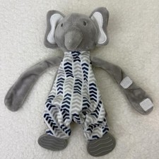 Gray Elephant Lovey Plush Teether Feet Boys Soft Baby Pacifier Holder