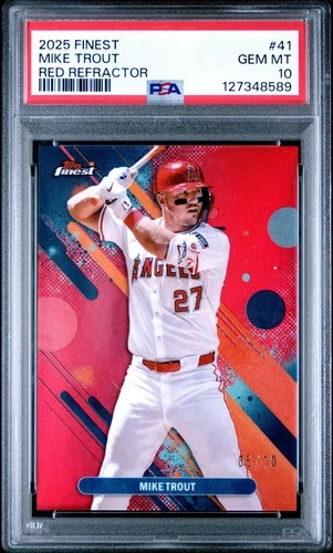 Mike Trout 2025 Finest Red Refractor #41 California Angels /10 PSA 10