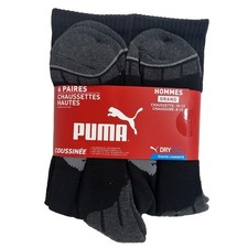 Puma Men's 6pk Cushioned Crew Soft Blk/char Socks Size 10-13 Shoe Size 8-12 New