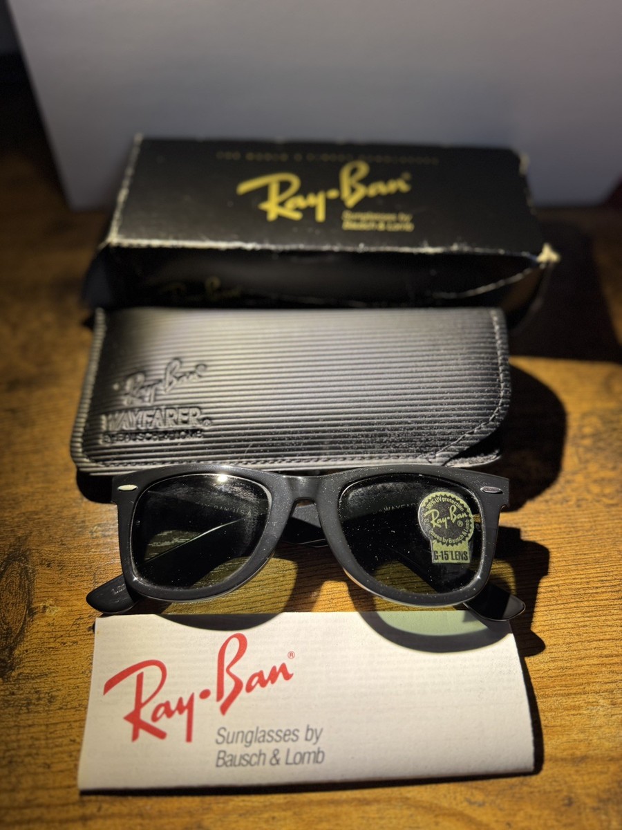 Vintage NOS USA Ray-Ban Bausch & Lomb Wayfarer L2008 5022 Black 