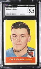 1957-58 Topps #55 Jack Evans New York Rangers - CGC 5.5 Ex+ 