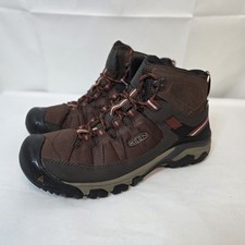 KEEN Mens 12 Brown Red Targhee Plain Toe Dry Waterproof Mid Hiking Boots