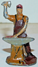 Old France Dimestore Lead, 1930s Farm Series, Blacksmith with Anvil, 1-Piece