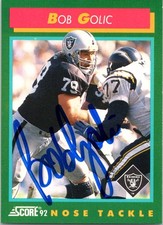 Bob Golic Signed 1992 Score Los Angeles Raiders #321 Autographed
