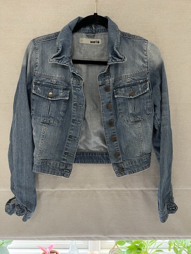 Topshop Blue Cropped Denim Jacket