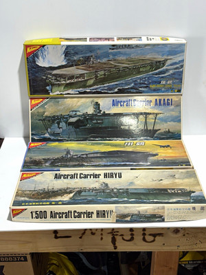 Nichimo 1:500 Aircraft Carrier Model Kit Lot Akagi, Hiryu, Zuikaku, Shokaku. NOS