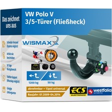 ANHÄNGERKUPPLUNG für VW Polo V 09-14 abnehmbar WESTFALIA +13pol E-Satz ABE