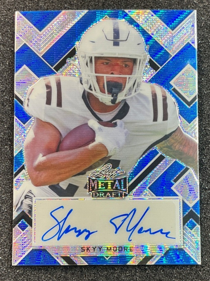 Skyy Moore Leaf Metal Draft Portrait Autographs #PASM1 Blue Wave