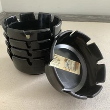 Lot of 5 VTG GES-LINE Black 8 Slot Ashtrays Made in USA Gessner Safe Melamine