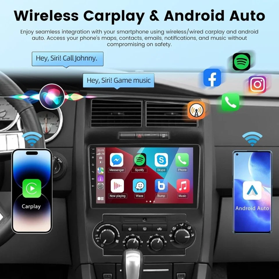 4G+64GB Carplay Car Stereo Radio For Dodge Charger Magnum 2005-2007 Android 15 Foto 3 de 4