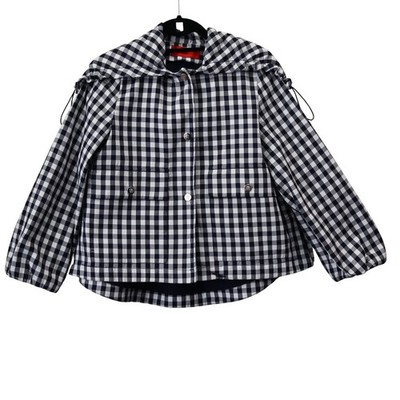 CH Carolina Herrera Navy White Gingham Check Jacket Size XS