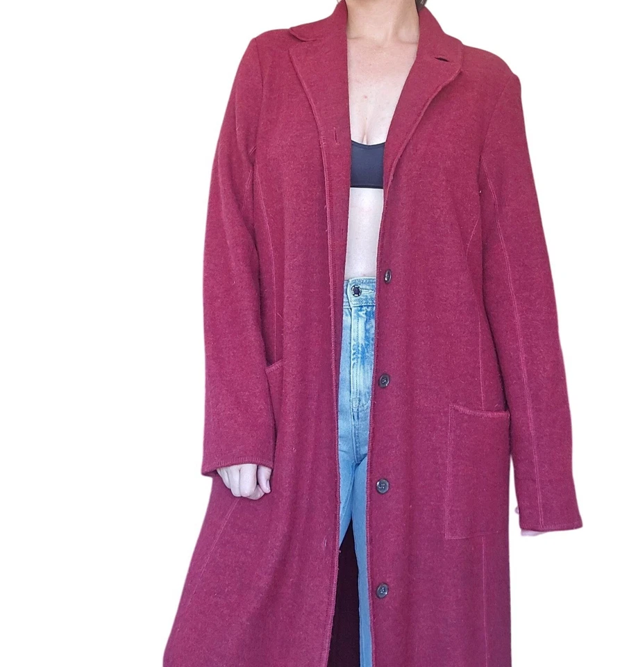 Vintage Company by Ellen Tracy Gabardina de lana frambuesa rojo oscuro para mujer talla XL Foto 2 de 4
