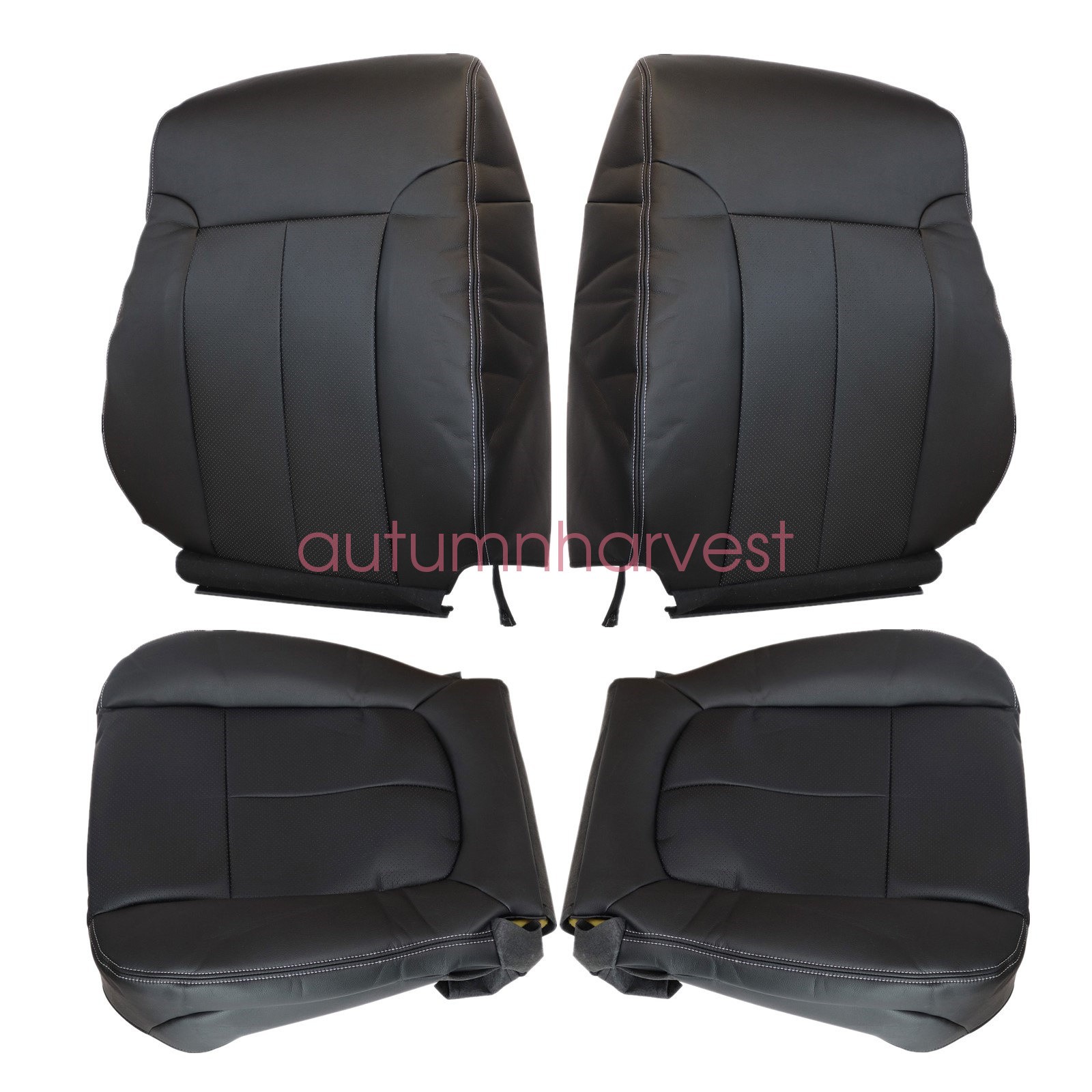 For 2009-2014 Ford F150 Front Bottom & Top Seat Cover Black + Headrest Cover