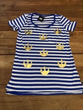 Star Wars Women's Blue  White Striped SS T-shirt Size Medium Pocket Gold