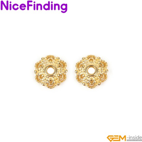 Beads Craft Jewelry Findings S925 Sterling Silver Flower Spacer Bead Cap 10pcs - Picture 18 of 47