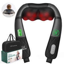 Cordless Snailax Rechargeable Neck Massager with Heat,Shiatsu Back Massager Gift