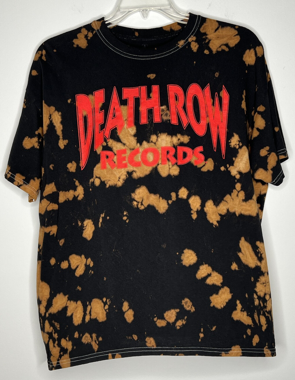 FILA T shirt Death Row Records piccola gangster rap hip hop cravatta tintura nera marrone