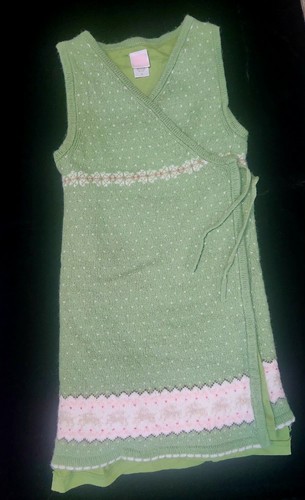 Girls Janie & Jack Wool Wrap Dress Size 6 Jumper Fair Isle Sweater Lined - Picture 8 of 8