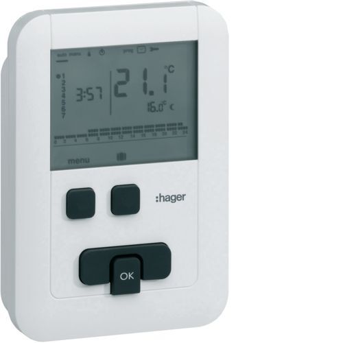 Thermostat digital Hager EK570 programmable 2 fils pour chauffage maison