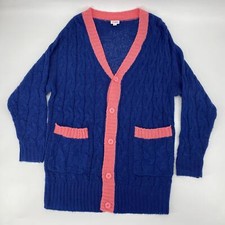 LULAROE Lucille Loose-Fitting Classic Open Knit Cardigan Womens Size M Preppy