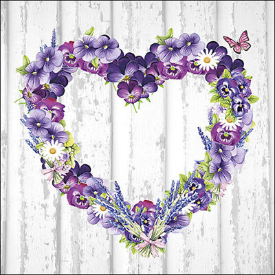 20 Servietten Papier 33x33cm 3-lag. Papierservietten Blumenkranz Herzmotiv