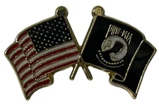 Wholesale Lot of 24 USA & POW MIA Wavy Motorcycle Hat Cap Lapel Pin