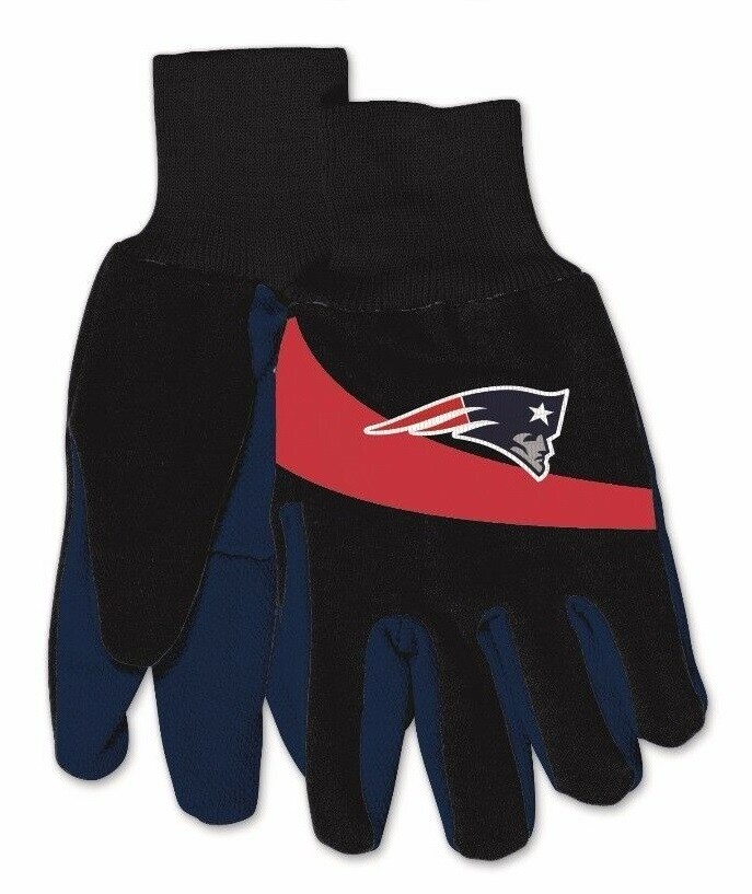 NWT NFL New England Patriots No Slip Gripper Utility Work Gloves W/Team Logo
