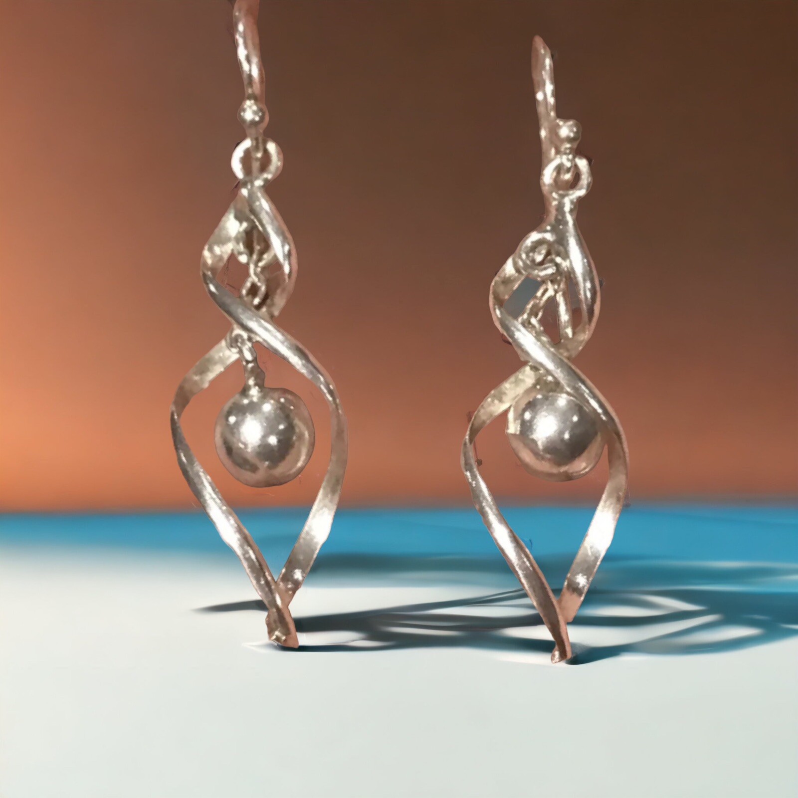 sterling silver dangle Twisted Ball earrings - image 8