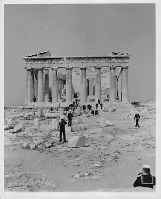 Vintage 1959 Sailors on Liberty Visit Acropolis Athens 1950s Photo Greece Ruins