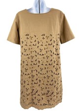 Stella McCartney Cotton Eyelet Tan Dress with Slip Lining - Tan - 36 - US 0-2