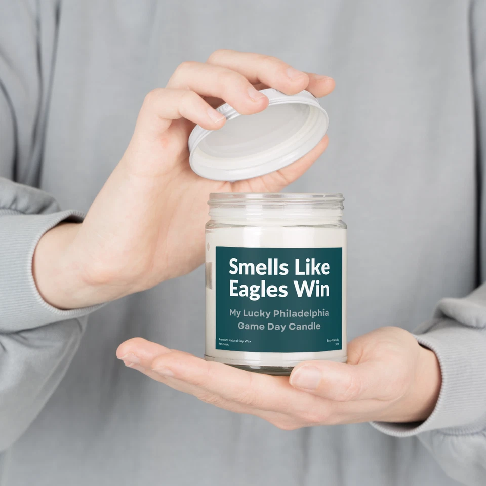 Customizable Philadelphia Eagles Win Premium Scented Candle 9 oz Football Decor - Image 3 of 4