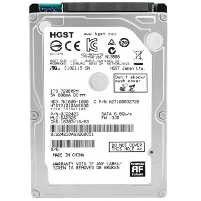 Festplatte HGST 1TB HTS721010A9E630 32Mb Cache 7200Rpm Sata III 2,5'' Zoll