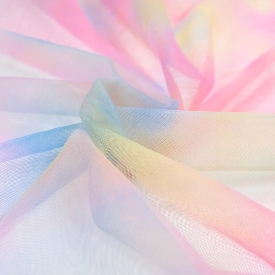 Tüll weiche Qualität Farbverlauf pink gelb Karneval Fasching (Preis=0,5m) - Bild 2 von 2