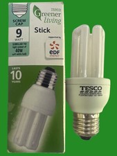 9W  40W TESCO Low Energy CFL Stick Light Bulb 2700K ES E27 Edison Screw Lamp