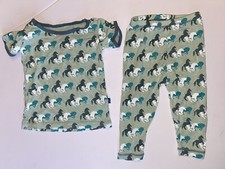 Kickee Pants 6 - 12 Month 2 pc Pajama Outfit Shirt and Pants Aloe Wild Horses