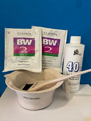 2Lot Clairol BW2 Powder Hair Bleach Lightener 1oz + Developer 40V 8oz + Bonus