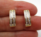 14K 585 Yellow Gold 60 Baguette Diamond Half Hoop Earrings [E226] — photo 4