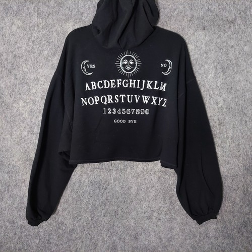 Ouija Hoodie XS Mystifying Oracle Board Game Pullover Cropped Oversized Graphic
