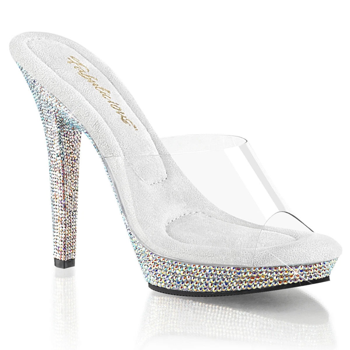 Clear Plastic Rhinestones Bikini Fitness Model Pageant Competition Heels Shoes