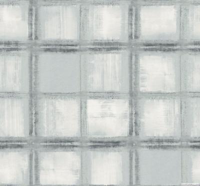 Wallpaper Designer Large Contemporary Gray on Light Gray Watercolor Plaid