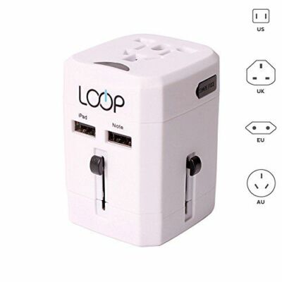 Loop World Adapter Plug, Worldwide Travel Adapter Charger [US UK EU AU/CN] 