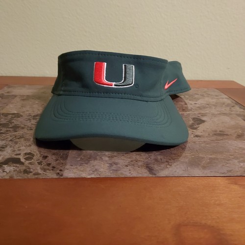 Miami Hurricanes Hat Visor Mens Strapback Nike Dri Fit Cap Green Orange NCAA ACC