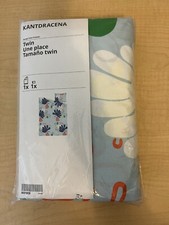 Ikea KANTDRACENA Duvet cover and pillowcase Size TWIN Blue and Multicolor - NEW