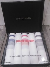 NEW Pierre Cardin Handkerchiefs Set of 5 LEATHER GIFT BOX