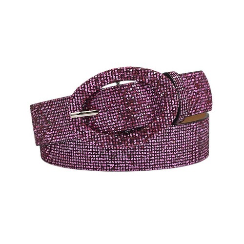Women's Shiny Faux Leather Blink Waist Belt Lady Oval Pin Buckle 3.7cm Waistband - Picture 14 of 14