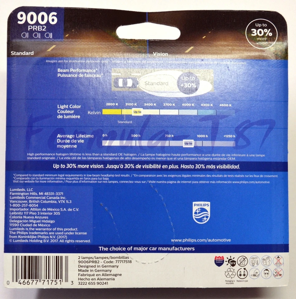 Philips Vision 30% 9006 HB4 55W Two Bulbs Head Light Replace Halogen Lamp OE Fit - Image 3 of 4