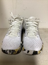 Boy's Under Armour 6.5y Sneakers Shoes Basketball White Black Gold Ankle Lace